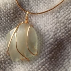 Gold sea glass necklace